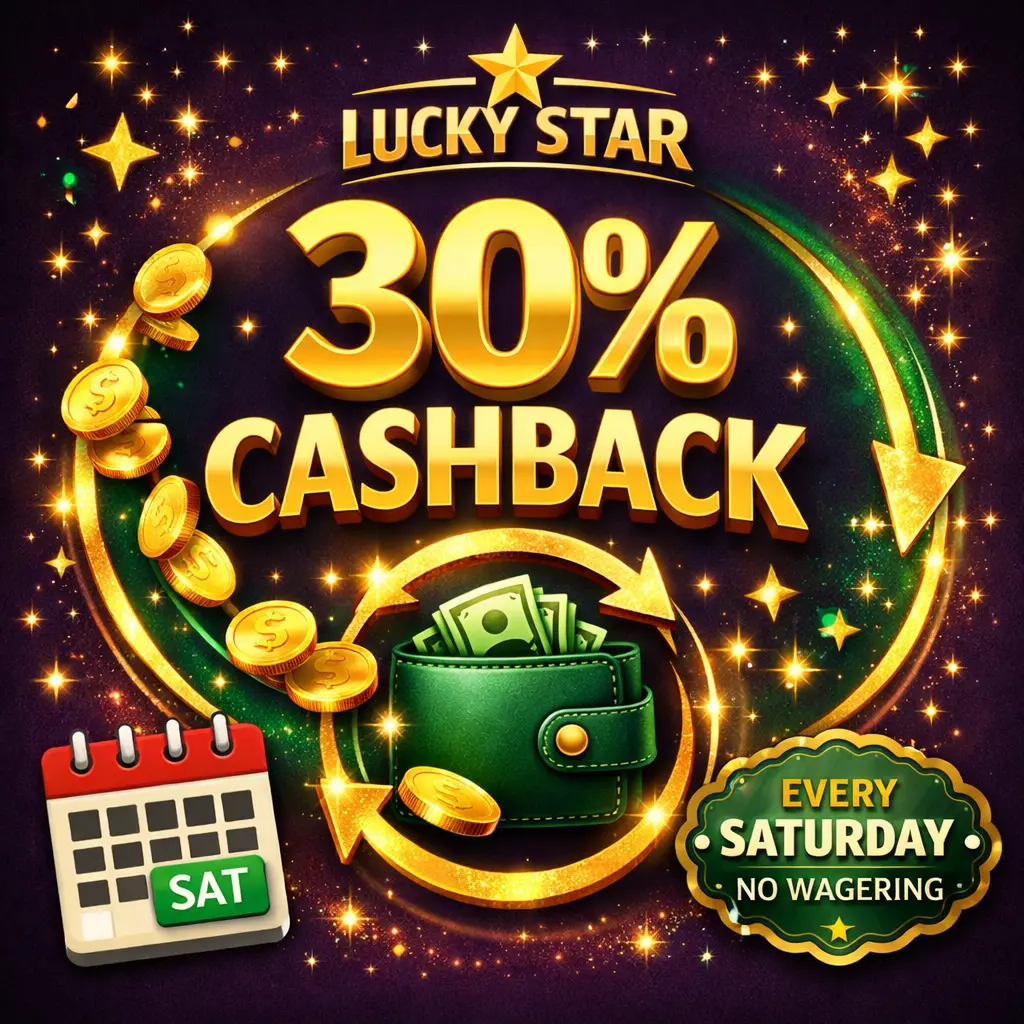 Lucky Star Cashback 30% - weekly returns without wagering